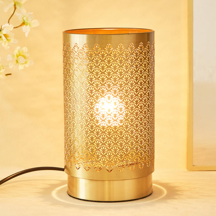 Albama Eric Metal Lotus Etched Touch Table Lamp