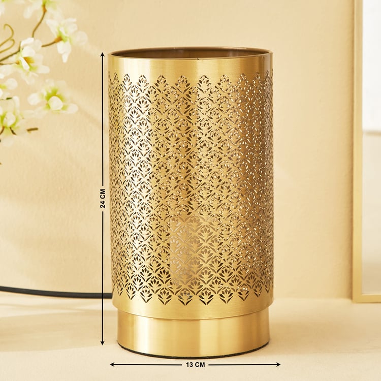 Albama Eric Metal Lotus Etched Touch Table Lamp