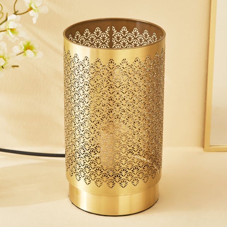 Albama Eric Metal Lotus Etched Touch Table Lamp