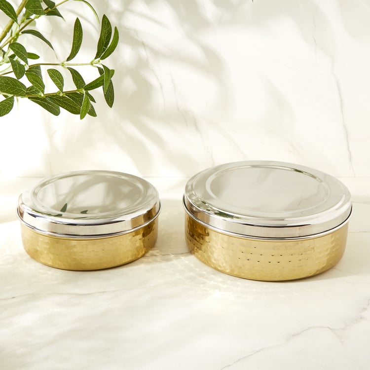 Shale Primo Set of 2 Stainless Steel Storage Container Set