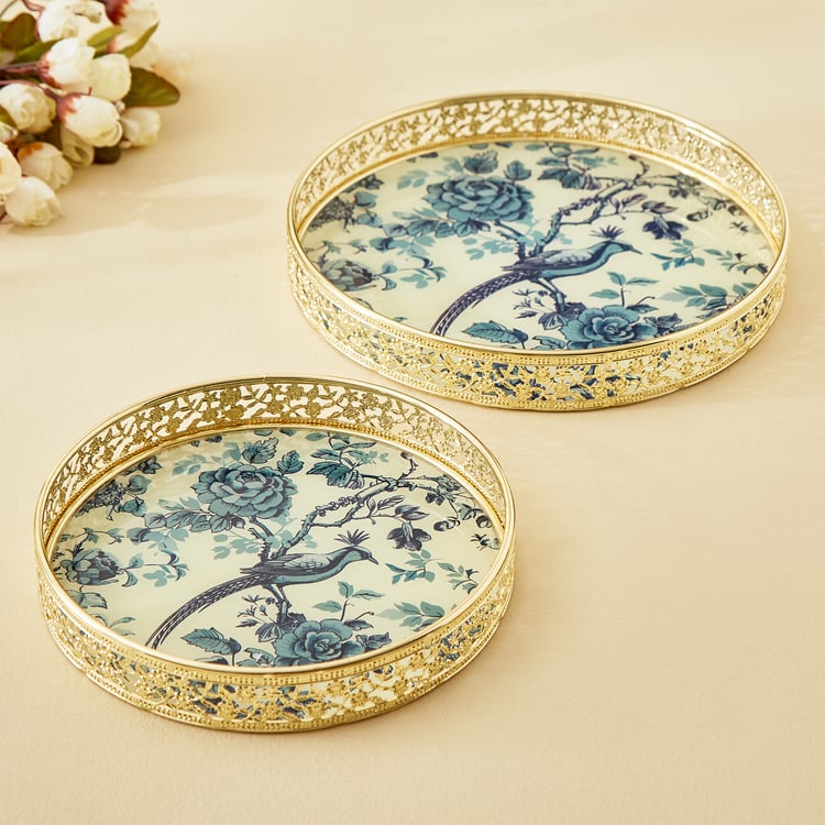 Suvarna Set of 2 Metal Printed Decorative Trays
