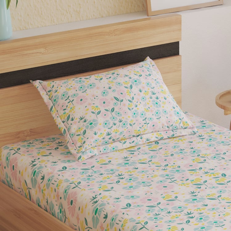 Slate Kids Cotton 150TC Floral Print 2Pcs Single Bedsheet Set