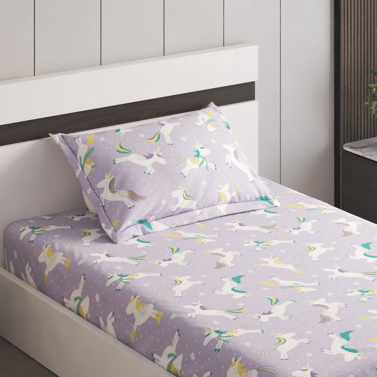 Slate Kids Cotton 150TC Printed 2Pcs Single Bedsheet Set