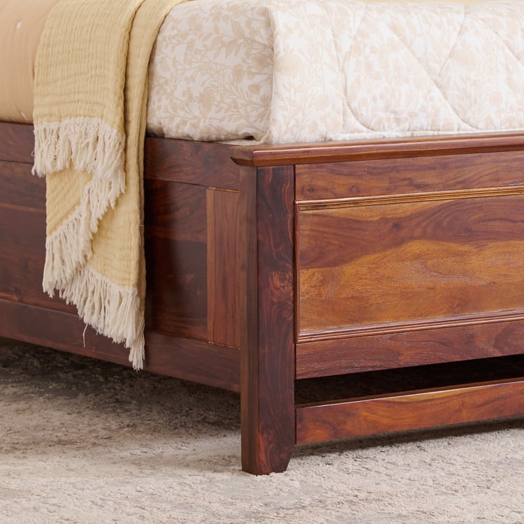 Ivan Sheesham Wood Queen Bed with Hydraulic Storage - Brown