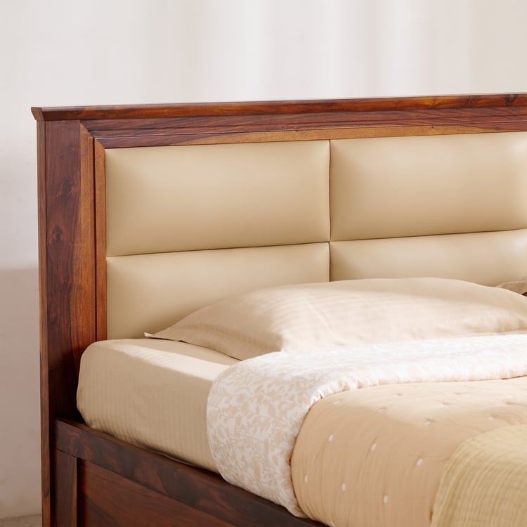 Warren Sheesham Wood King Bed with Hydraulic Storage - Brown