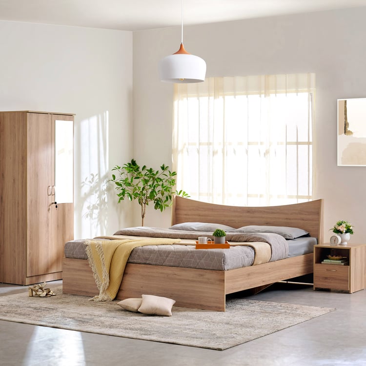 Helios Alton King Bed with Bedside Table and 2-Door Wardrobe