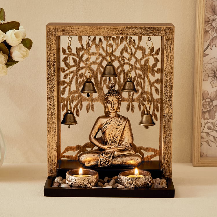 Renaissance 4Pcs Polyresin Buddha Figurine with T-Light Holders