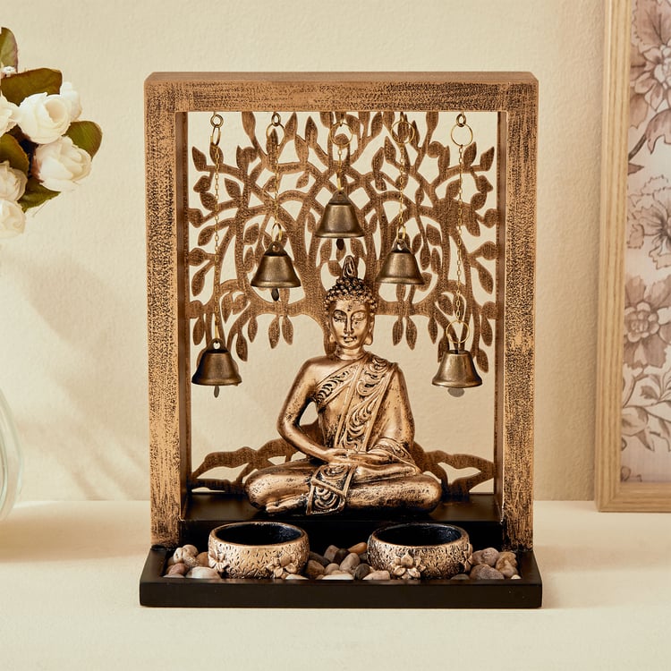 Renaissance 4Pcs Polyresin Buddha Figurine with T-Light Holders