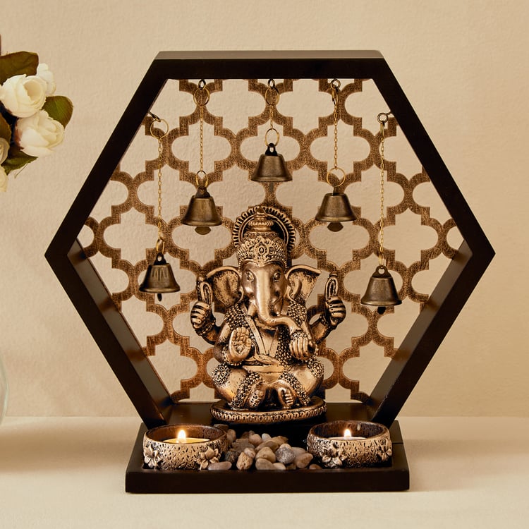 Renaissance 4Pcs Polyresin Ganesha Figurine with T-Light Holders