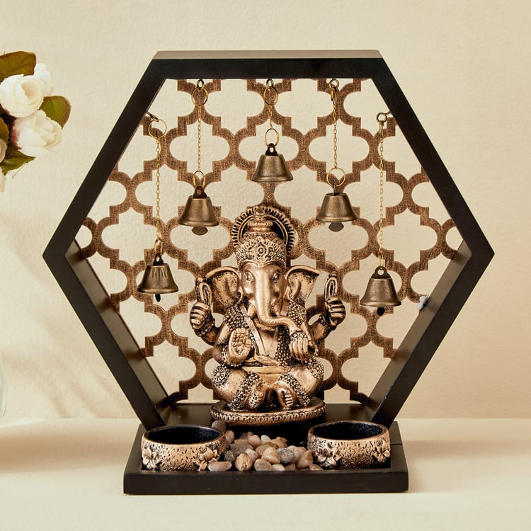 Renaissance 4Pcs Polyresin Ganesha Figurine with T-Light Holders