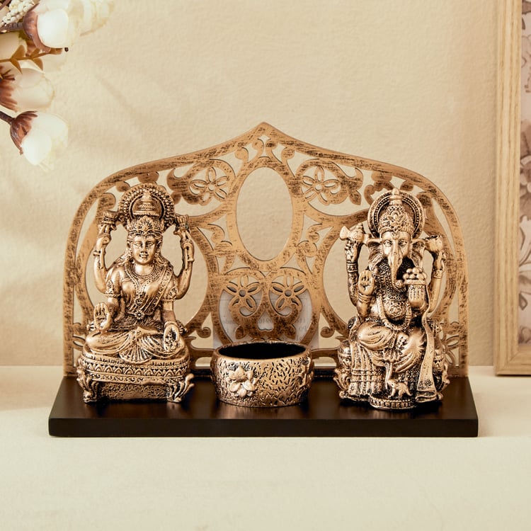 Renaissance 4Pcs Polyresin Lakshmi Ganesha Figurines with T-Light Holder