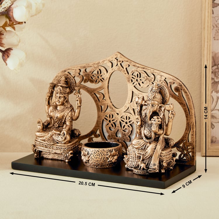 Renaissance 4Pcs Polyresin Lakshmi Ganesha Figurines with T-Light Holder