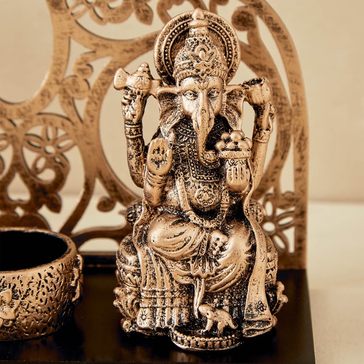 Renaissance 4Pcs Polyresin Lakshmi Ganesha Figurines with T-Light Holder