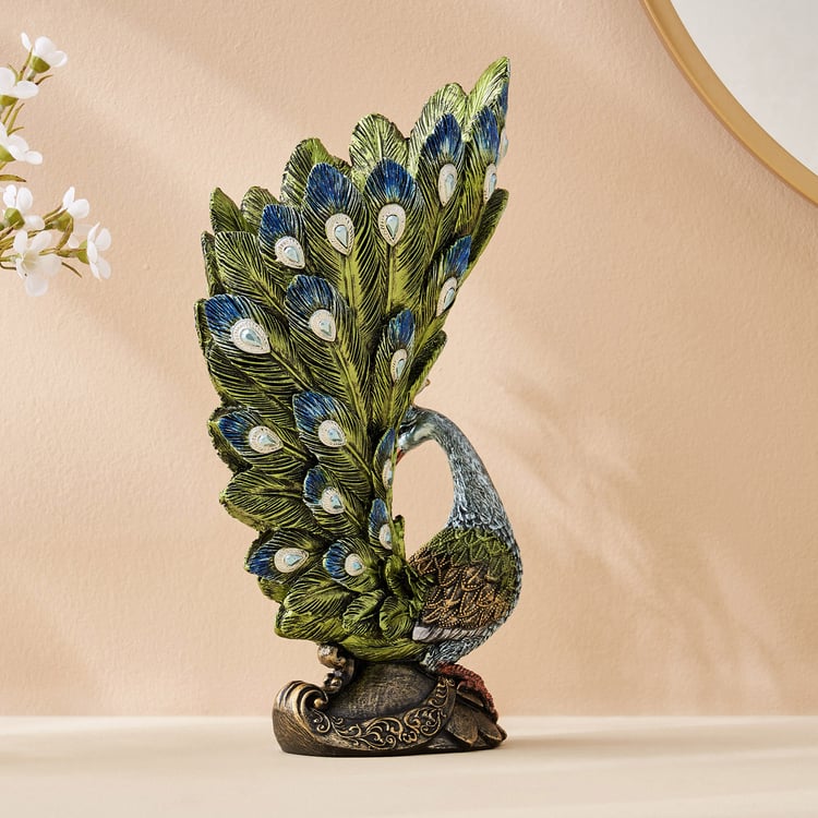 Mayur Rumi Polyresin Peacock Vase