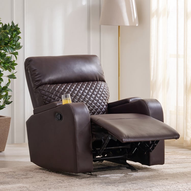 Asher Faux Leather 1-Seater Recliner - Brown