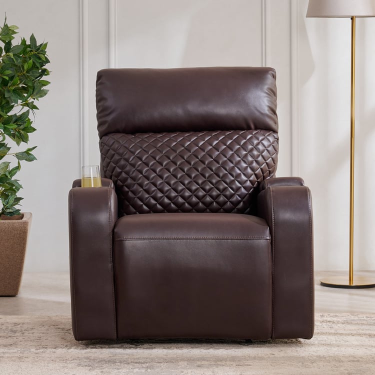 Asher Faux Leather 1-Seater Recliner - Brown