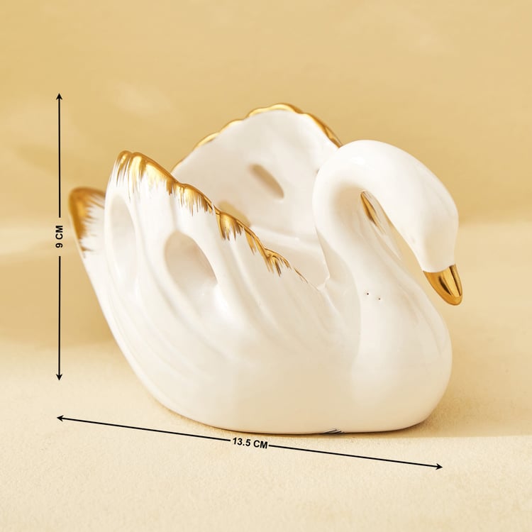 Stellar Fantasy Mia Set of 2 Ceramic Swan T-Light Holders