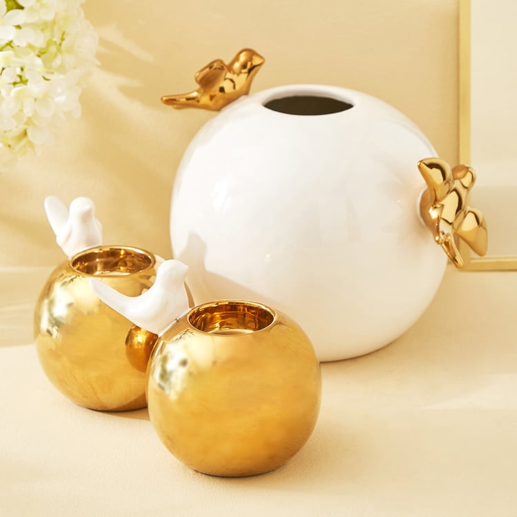 Stellar Fantasy Mia 3 Pcs Ceramic Bird Vase with T-Light Holders