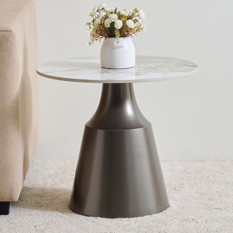 Jarvis Sintered Stone Top End Table - Off White