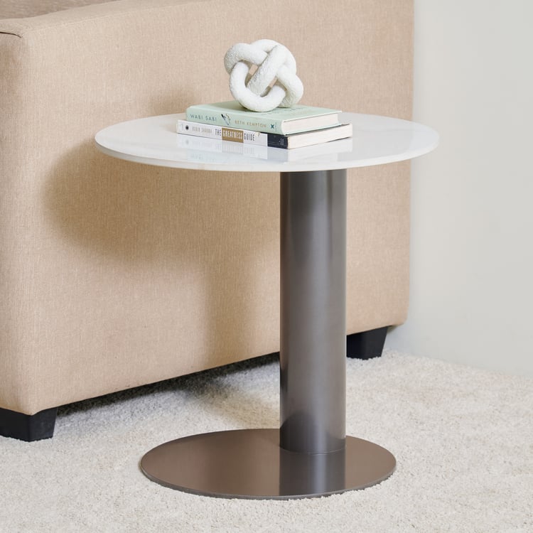 Latasa Sintered Stone Top End Table - Off White