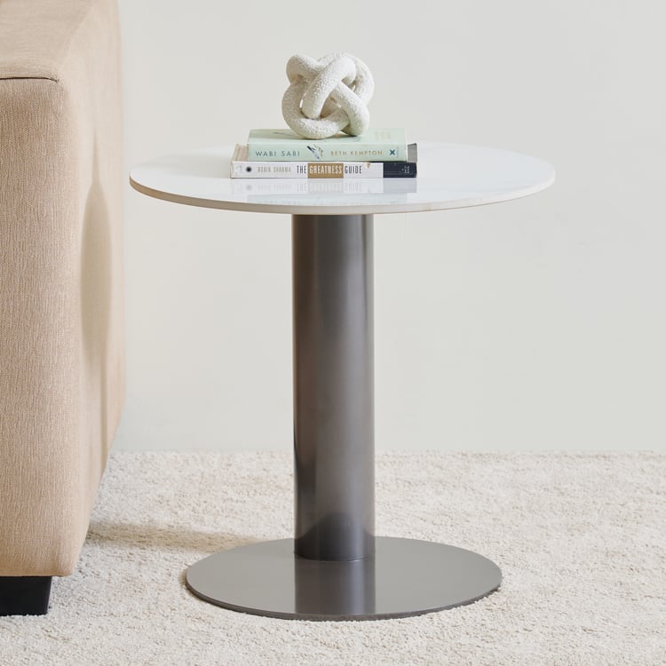 Latasa Sintered Stone Top End Table - Off White