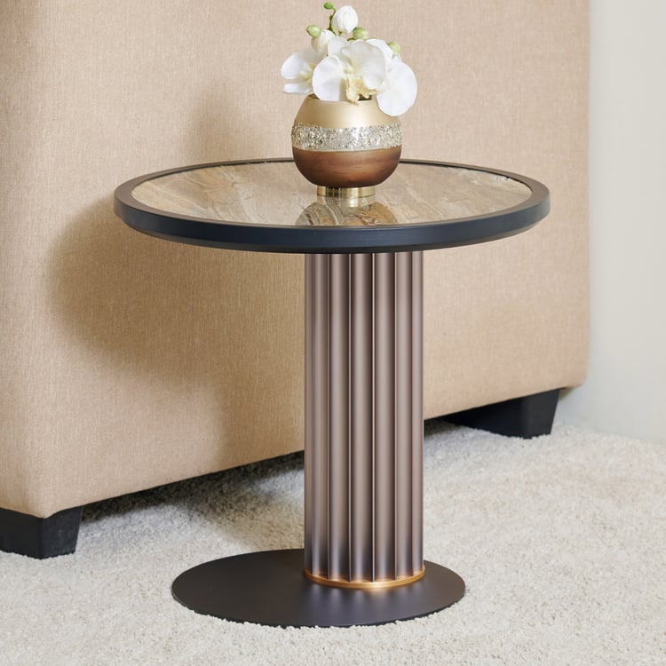 Daniel Sintered Stone Top End Table - Brown