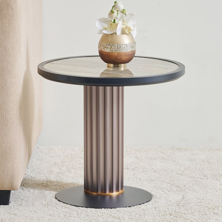 Daniel Sintered Stone Top End Table - Brown