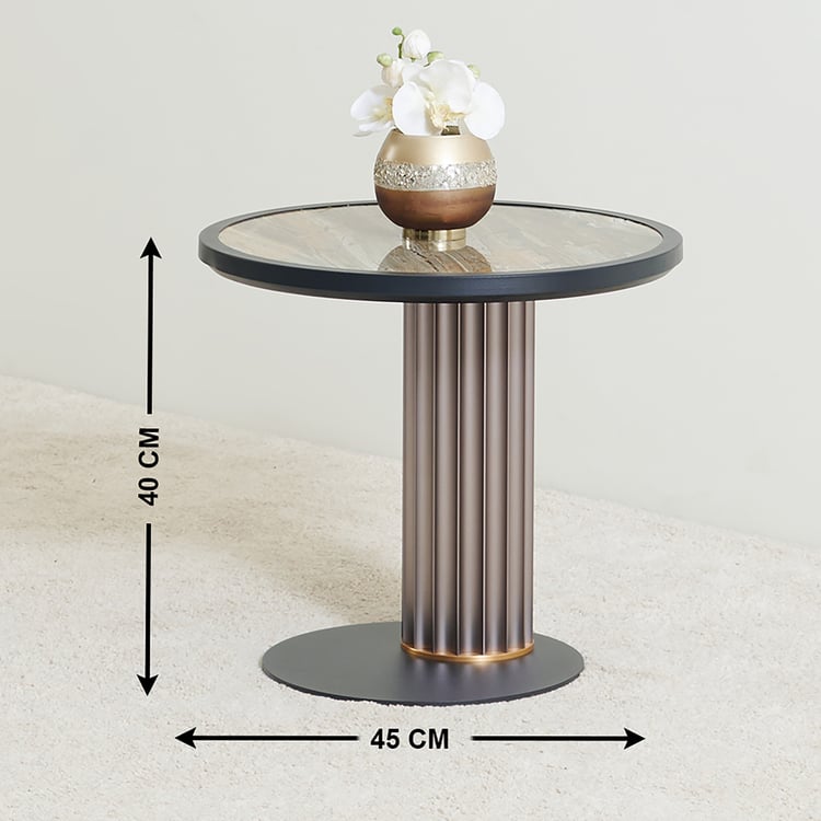 Daniel Sintered Stone Top End Table - Brown