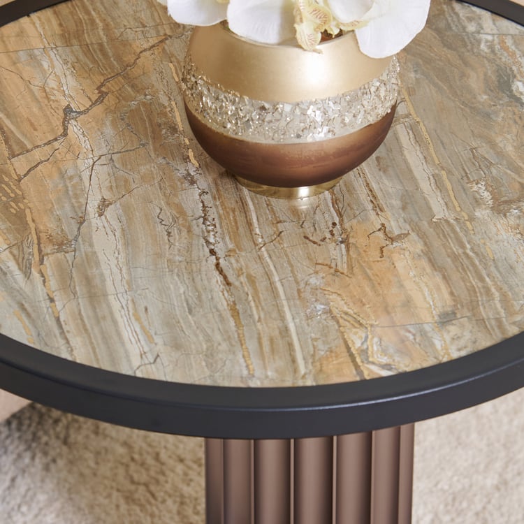 Daniel Sintered Stone Top End Table - Brown