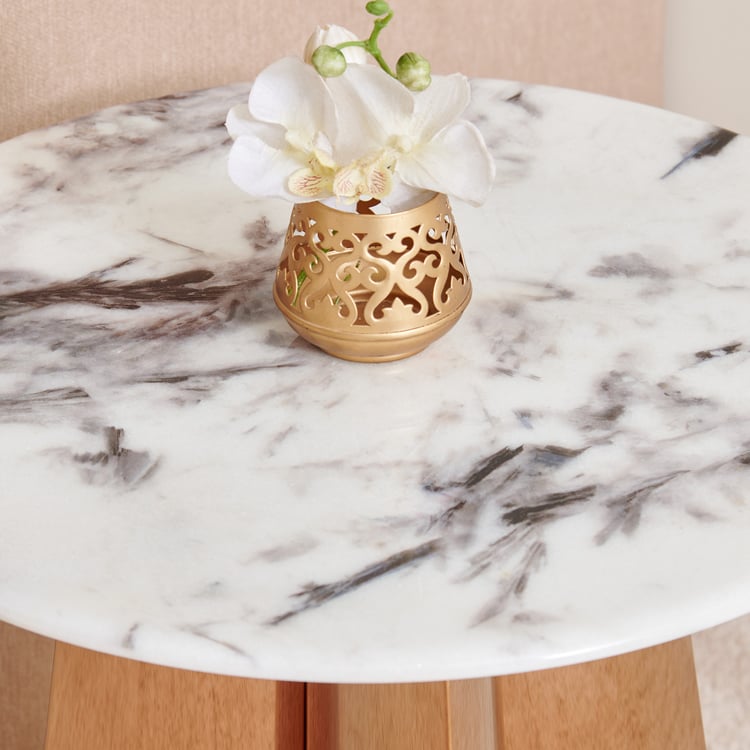 Ernet Sintered Stone Top End Table - Gold