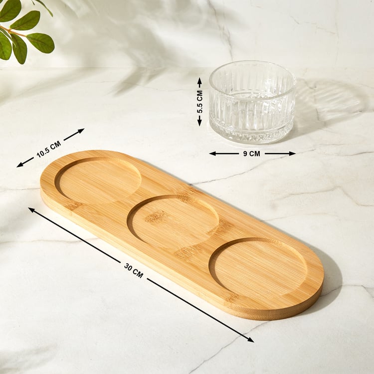 Vamos Louisa Set of 3 Glass Bowls with Bamboo Tray - 240ml