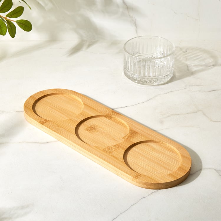 Vamos Louisa Set of 3 Glass Bowls with Bamboo Tray - 240ml