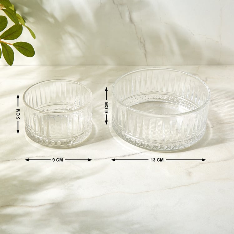 Vamos Louisa Set of 2 Glass Bowls with Bamboo Tray