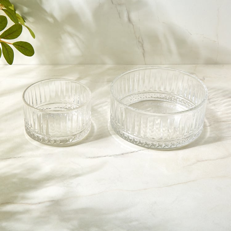 Vamos Louisa Set of 2 Glass Bowls with Bamboo Tray