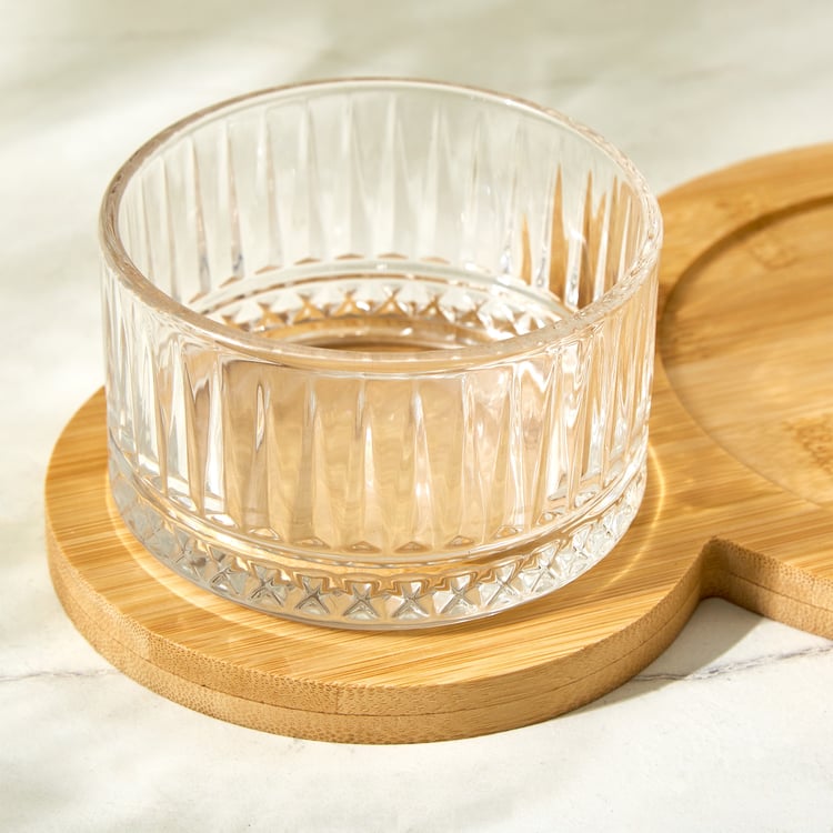 Vamos Louisa Set of 2 Glass Bowls with Bamboo Tray