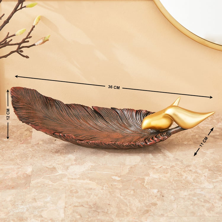 Paloma Robin Polyresin Decorative Leaf Platter