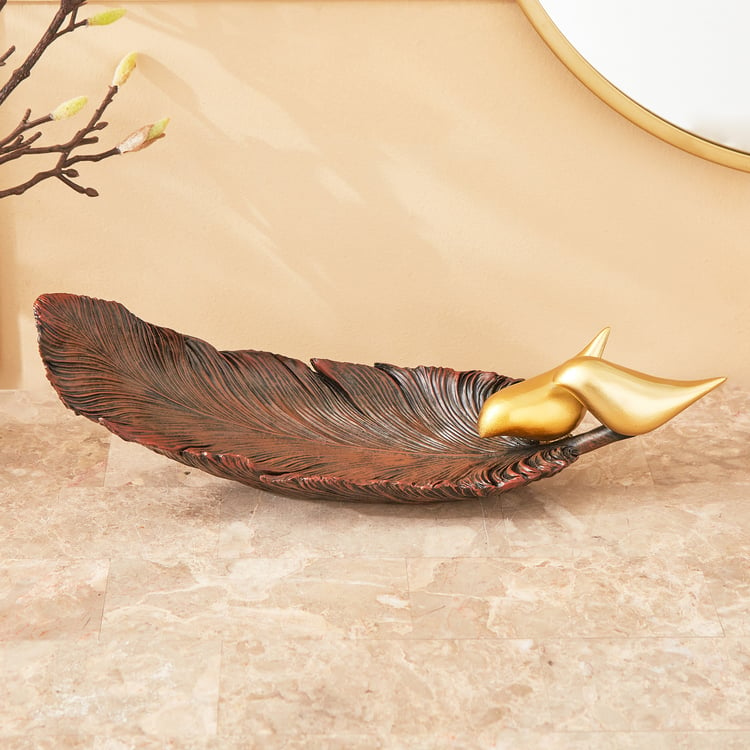 Paloma Robin Polyresin Decorative Leaf Platter