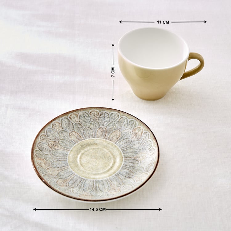 Camellia Aroma Bone China Printed Cup and Saucer - 260ml