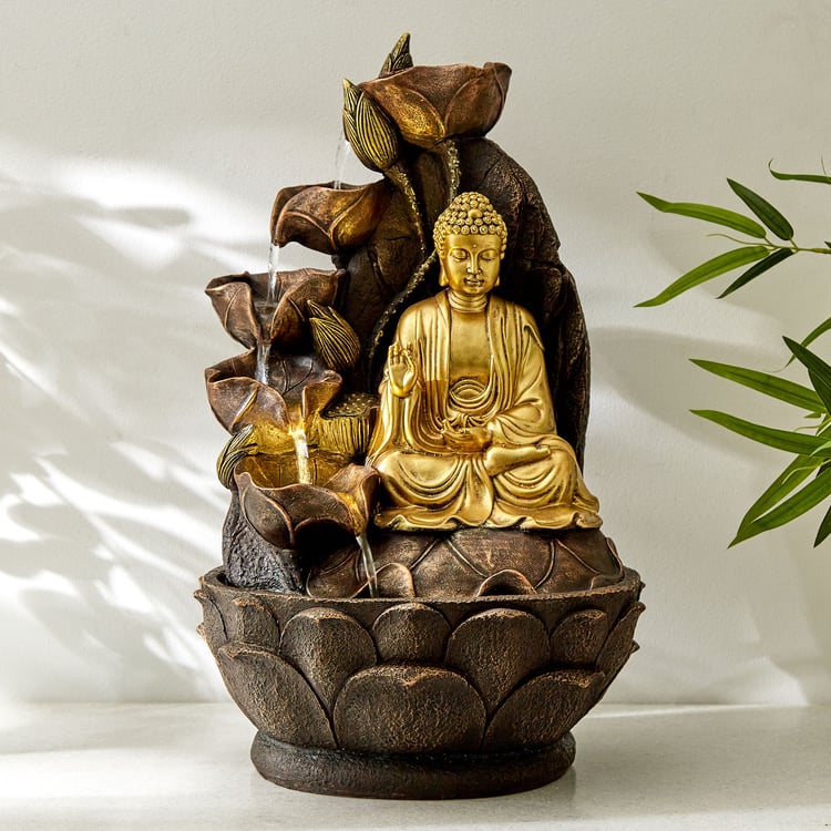 Cascade Polyresin Buddha Water Fountain - 30x24x53cm