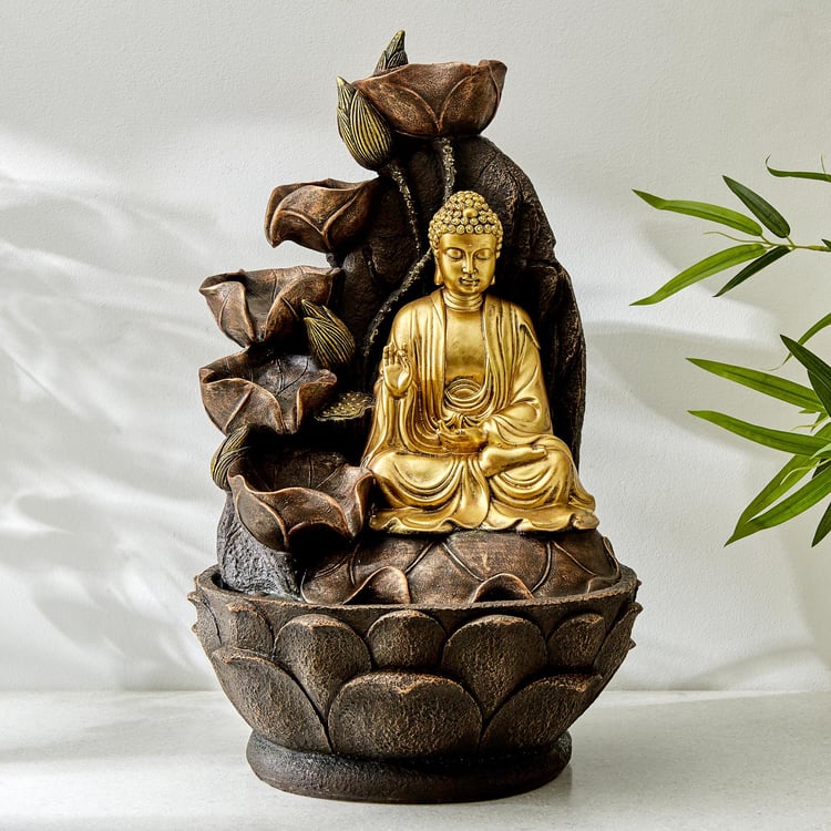 Cascade Polyresin Buddha Water Fountain - 30x24x53cm