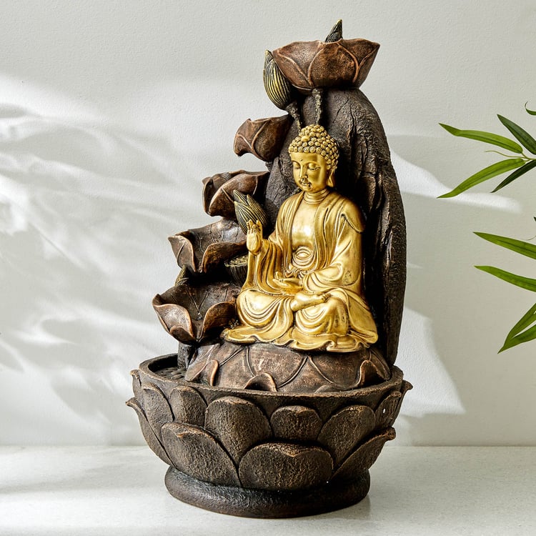 Cascade Polyresin Buddha Water Fountain - 30x24x53cm