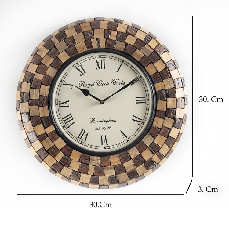 VEDAS Tisya Heritage Wooden Wall Clock - 30 cm