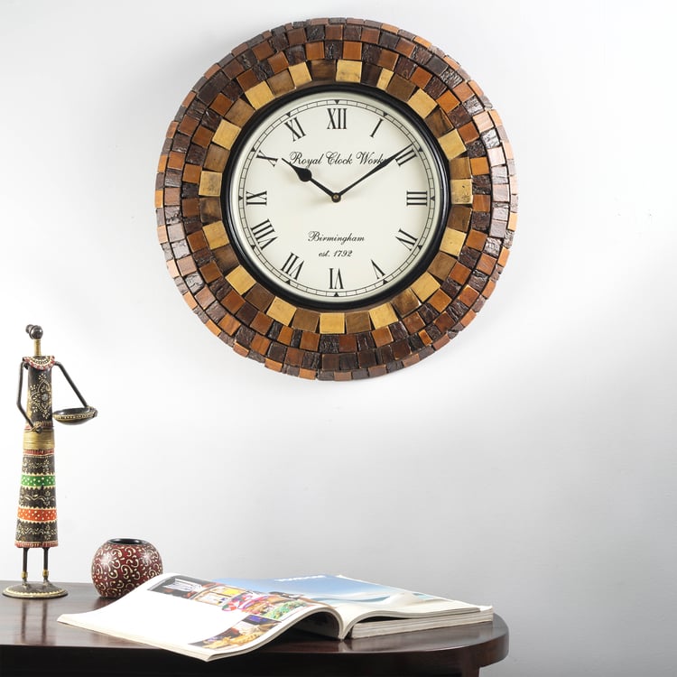 VEDAS Vamika Heritage Wooden Wall Clock - 30 cm
