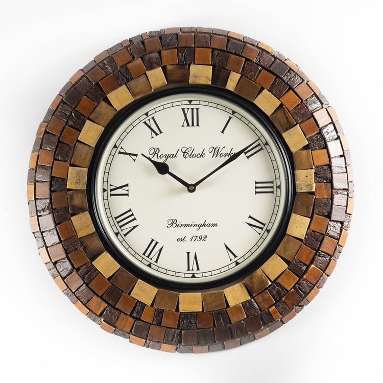 VEDAS Vamika Heritage Wooden Wall Clock - 30 cm