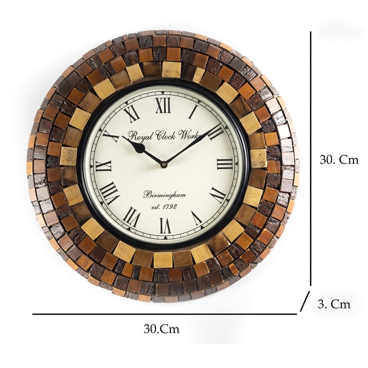VEDAS Vamika Heritage Wooden Wall Clock - 30 cm
