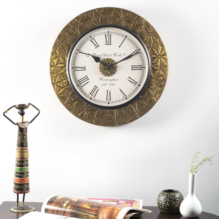 VEDAS Wheel Metal Wall Clock - 30cm