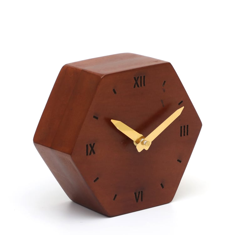 VEDAS Naima Wooden Table Clock - 14cm