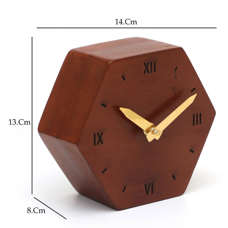 VEDAS Naima Wooden Table Clock - 14cm