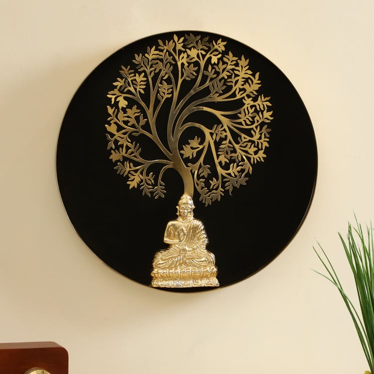 VEDAS Karma Metal Tree Buddha Wall Accent