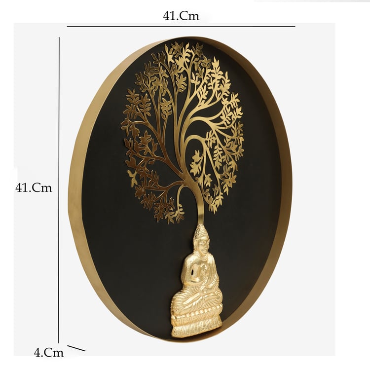 VEDAS Karma Metal Tree Buddha Wall Accent